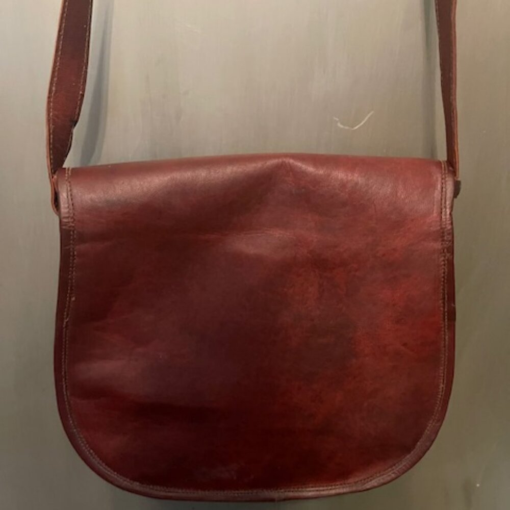 Handmade Vintage Style Genuine Brown Leather Cross Body Shoulder Bag - Picture 16 of 16